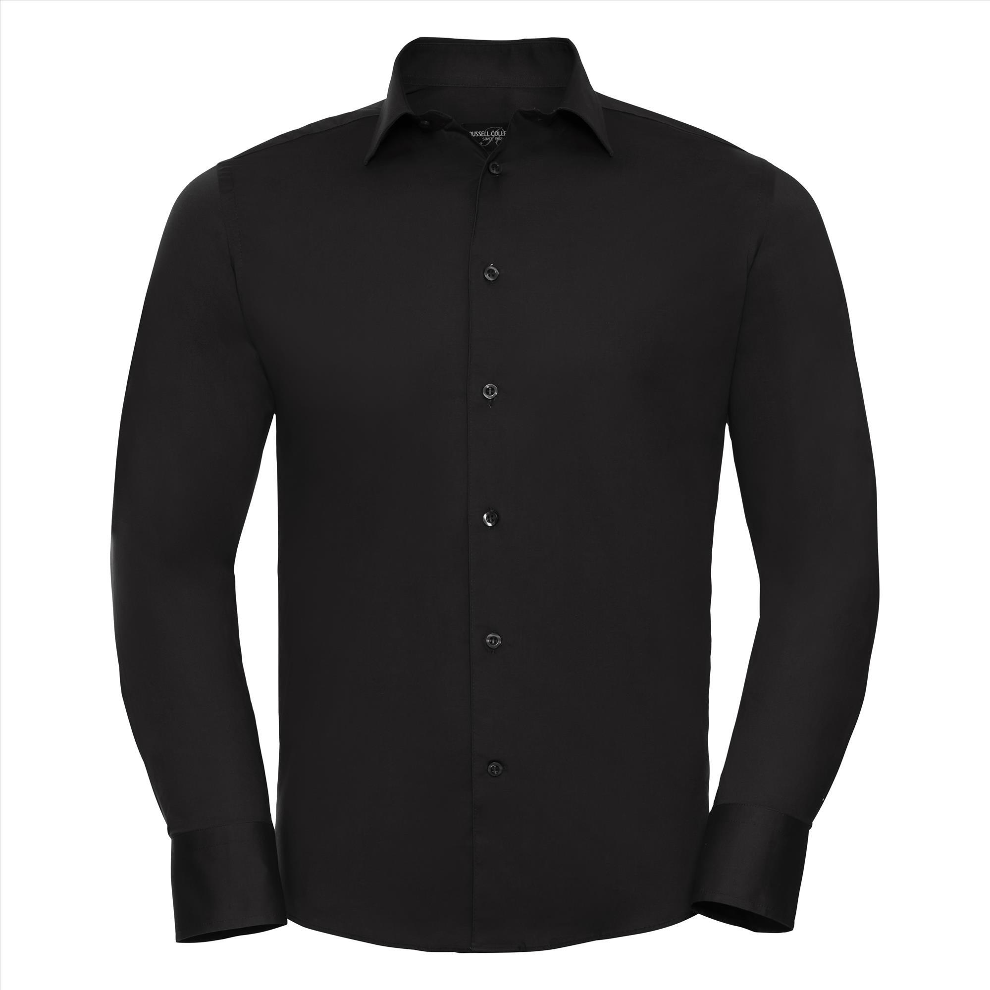 Getailleerd heren overhemd zwart te bedrukken met bedrijfslogo