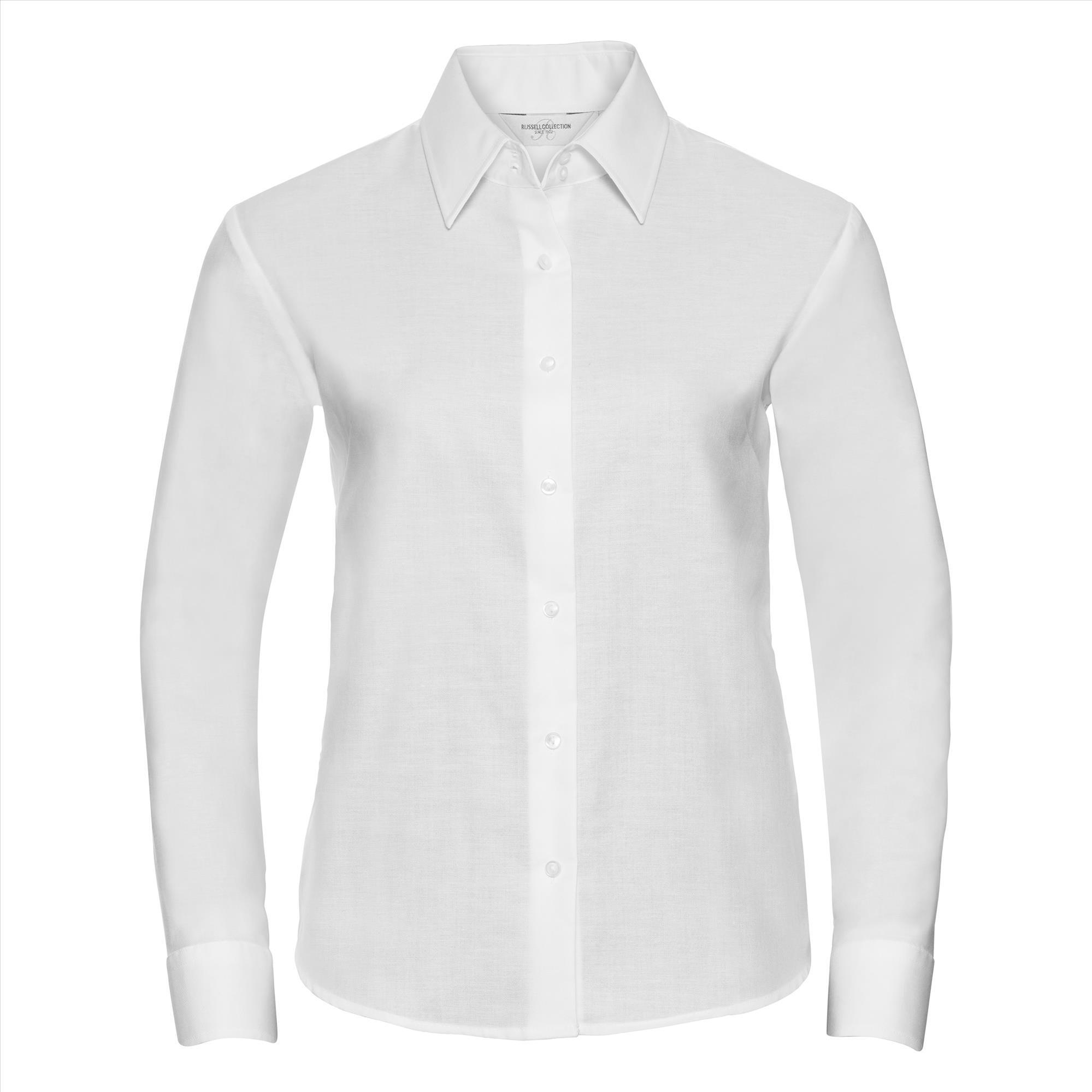 Getailleerde dames blouse wit te personaliseren bedrijfslogo