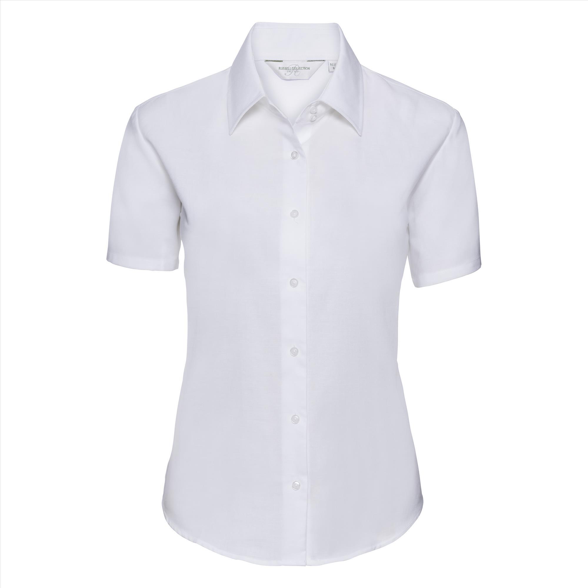 Getailleerde dames blouse wit te personaliseren met en bedrijfslogo