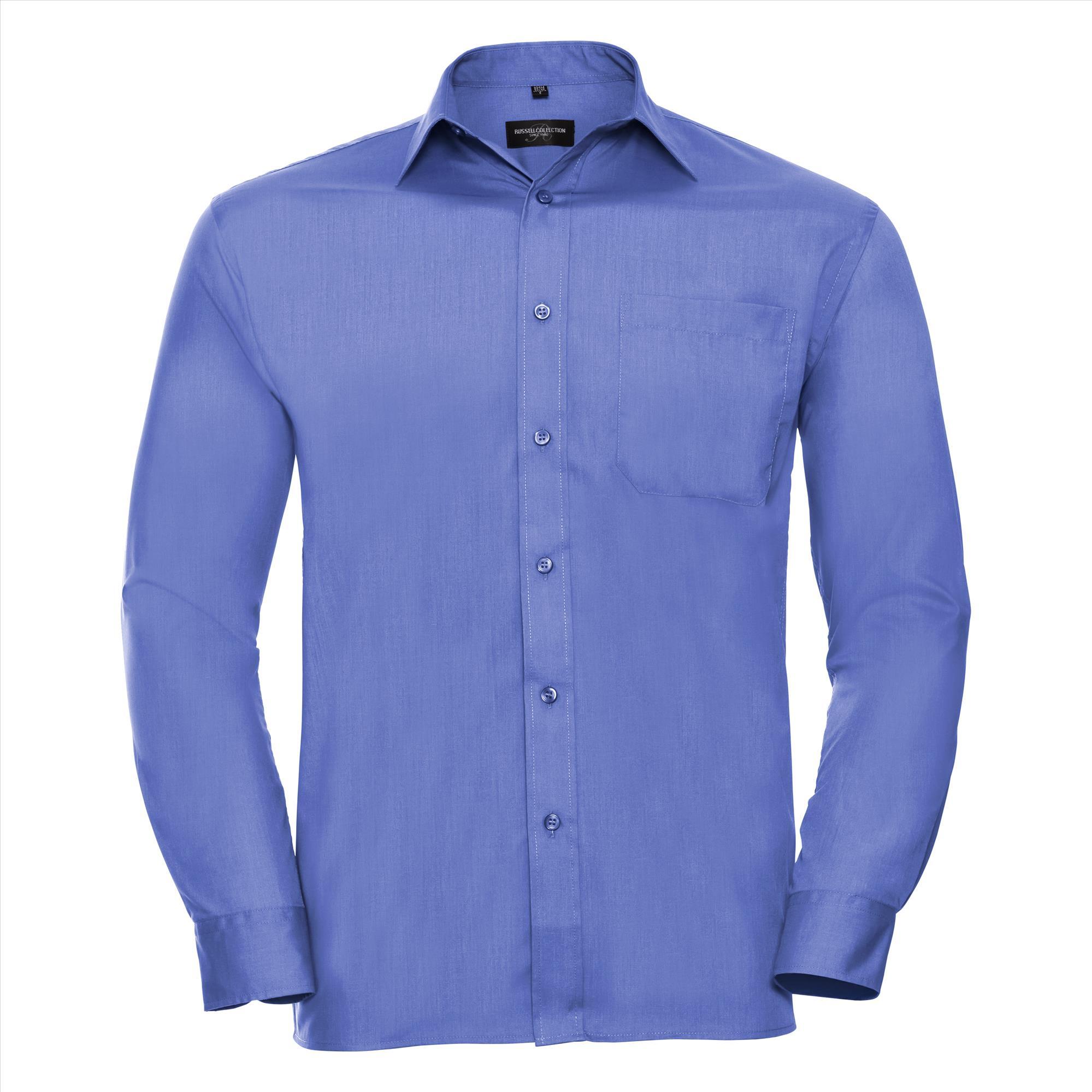 Heren overhemd corporate blue lange mouw