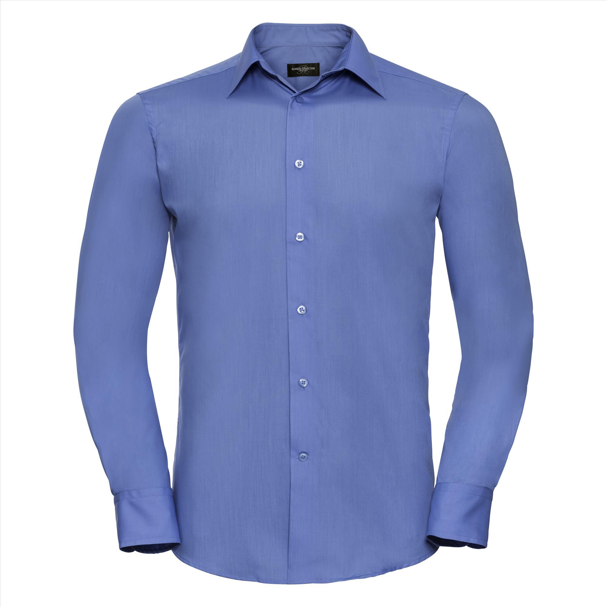 Heren overhemd corporate blue te bedrukken met bedrijslogo te personaliseren