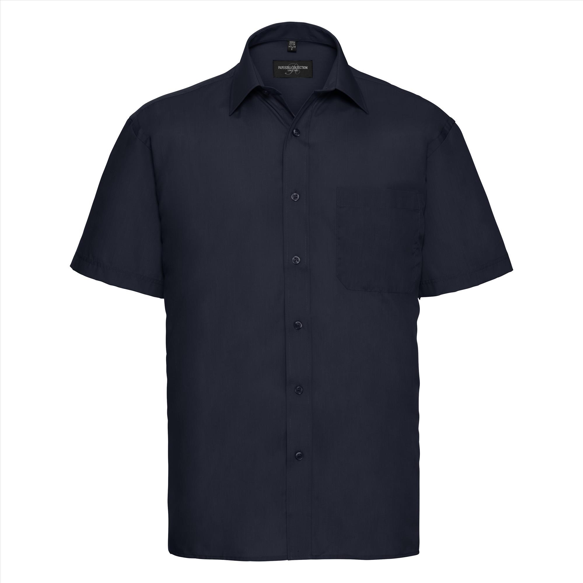 Heren overhemd donkerblauw perfect voor bedrijfslogo bedrukking