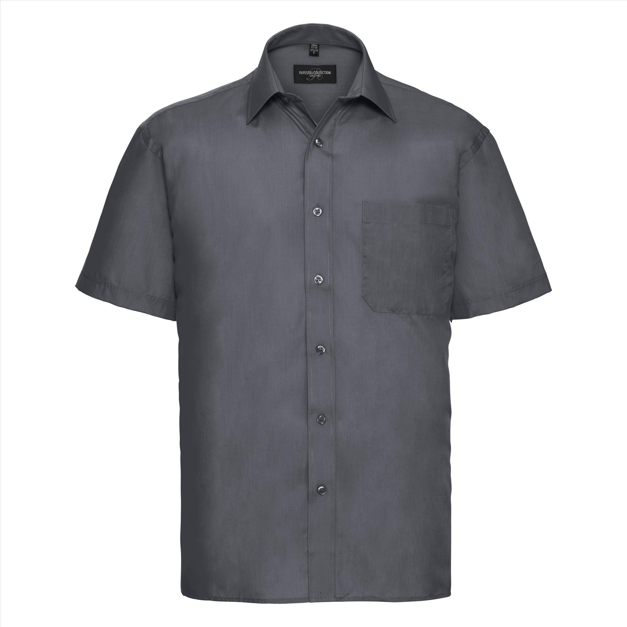Heren overhemd donkergrijs perfect voor bedrijfslogo bedrukking