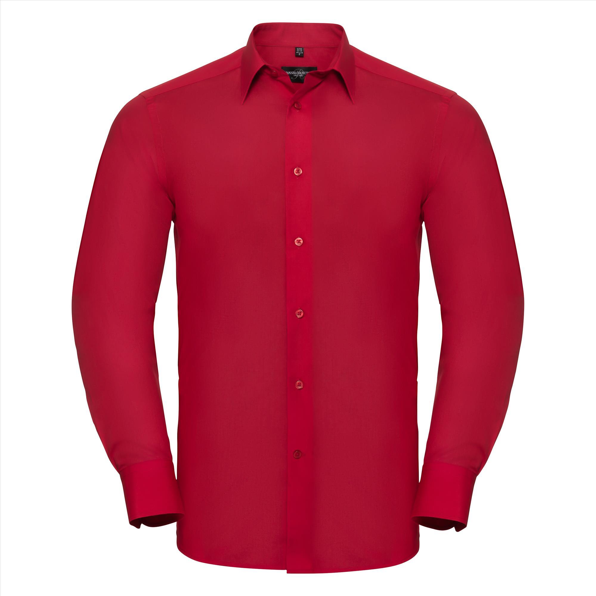 Heren overhemd rood te bedrukken met bedrijslogo te personaliseren