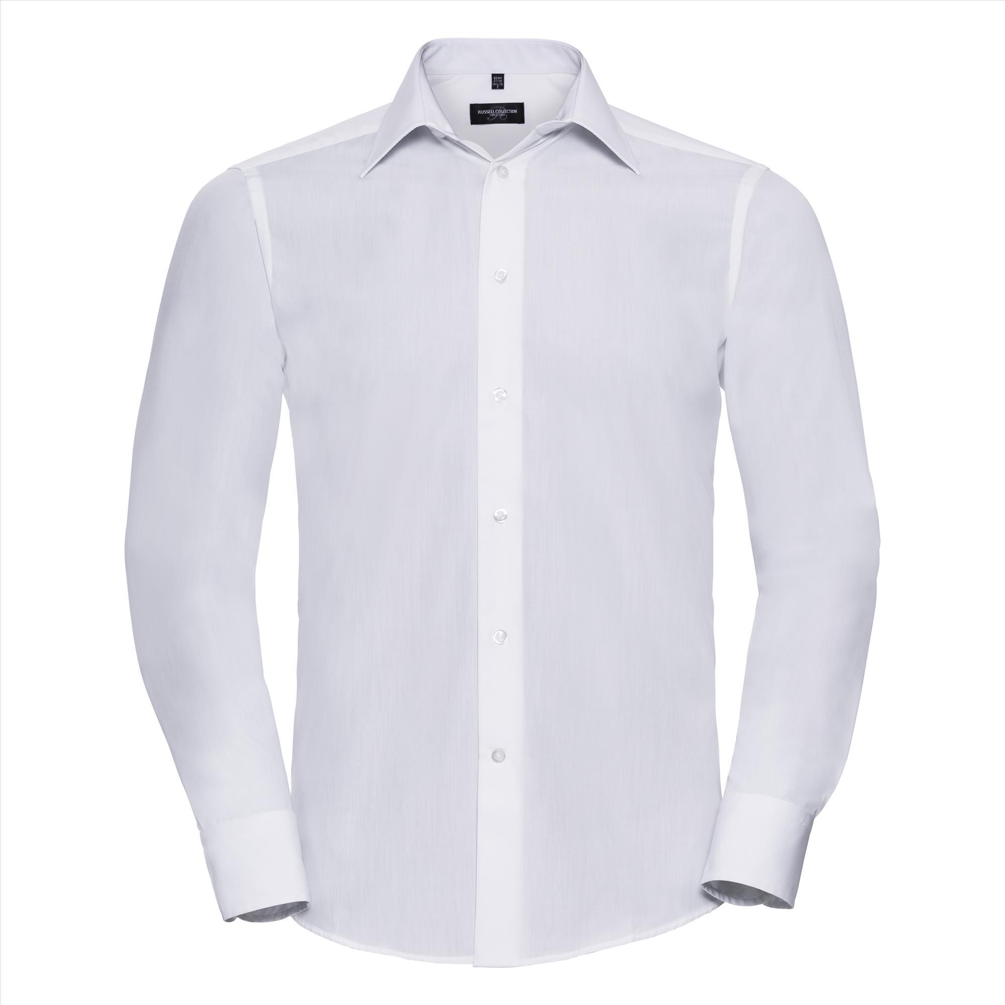 Heren overhemd wit te bedrukken met bedrijslogo te personaliseren