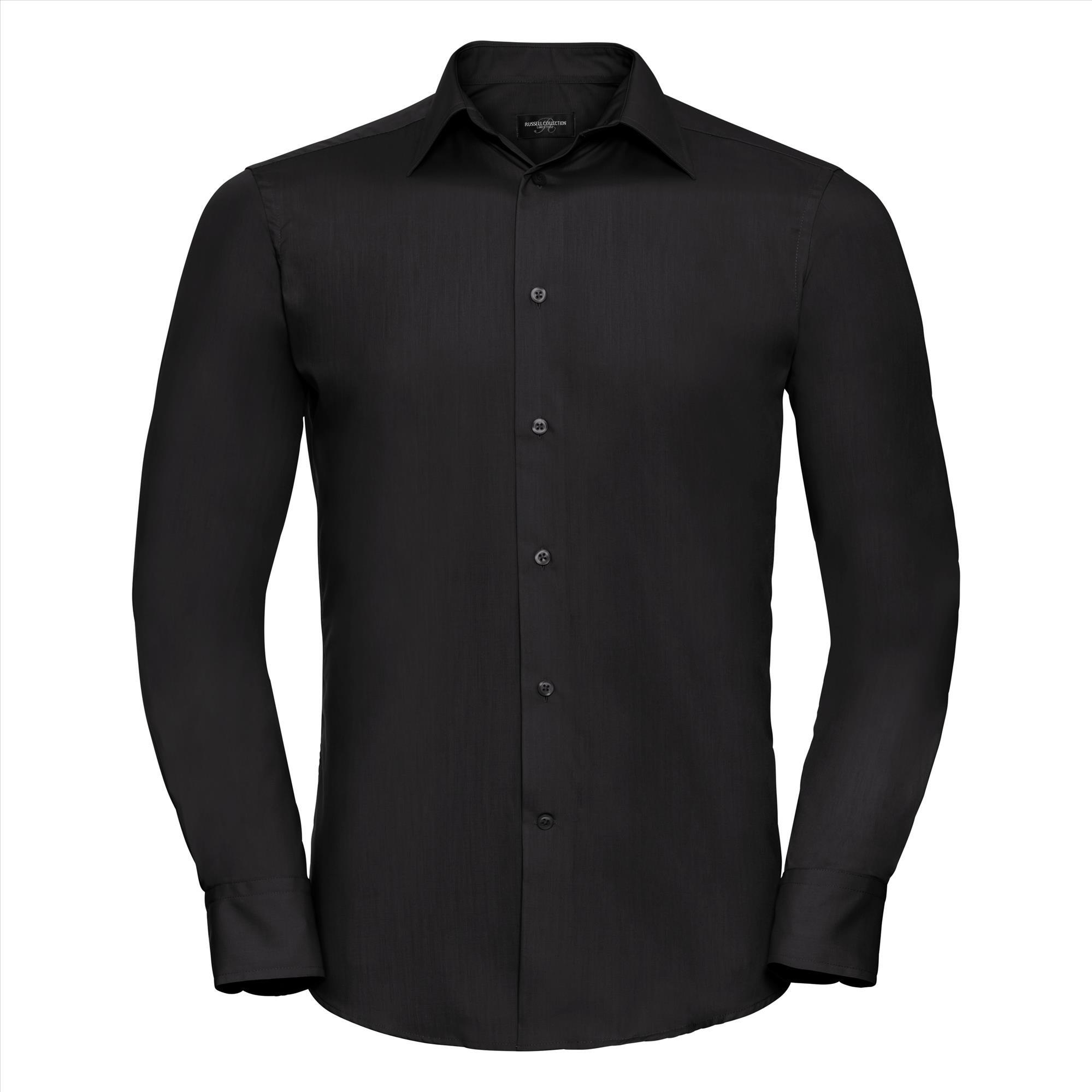 Heren overhemd zwart te bedrukken met bedrijslogo te personaliseren