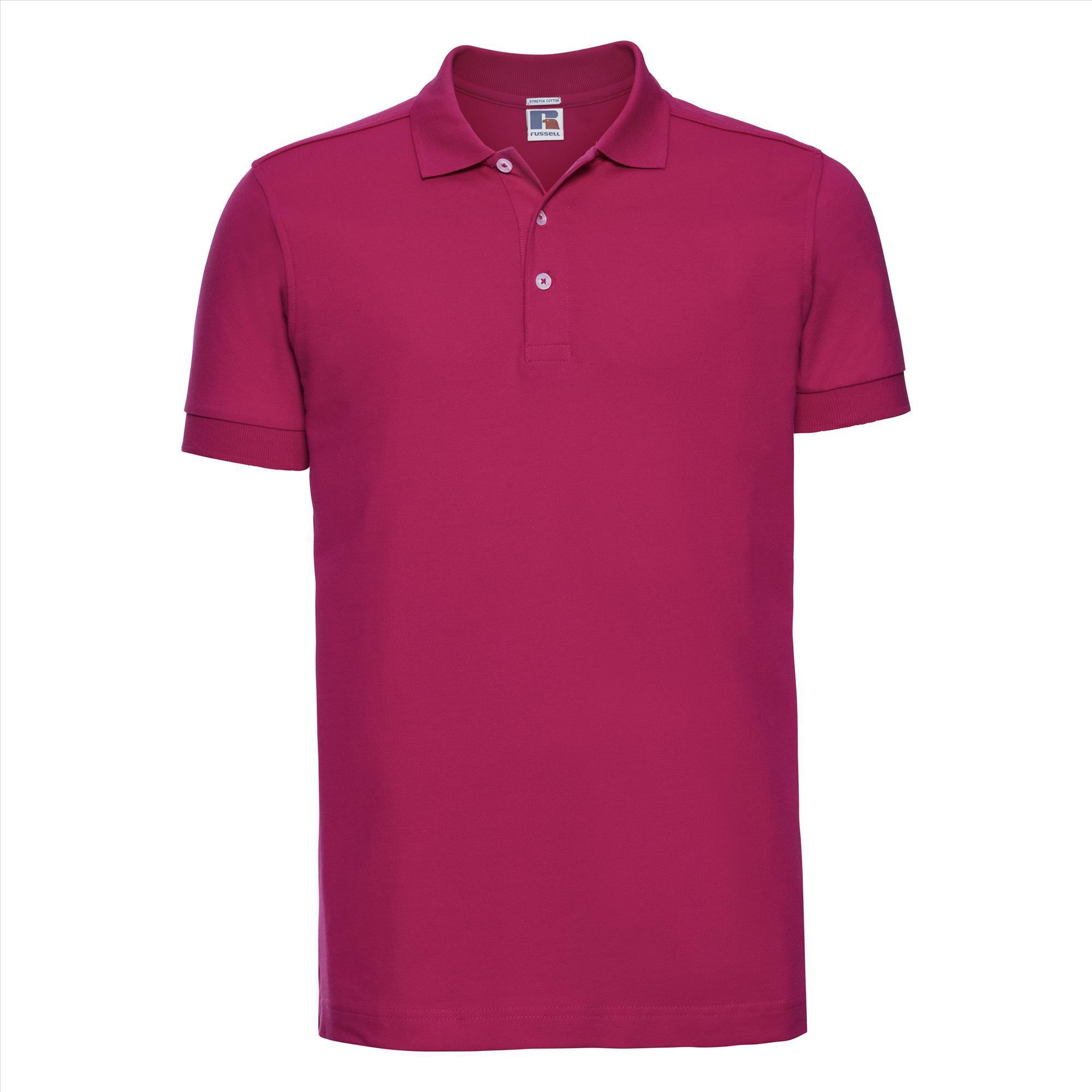 Heren polo fuchsia slim fit perfect voor personaliseren