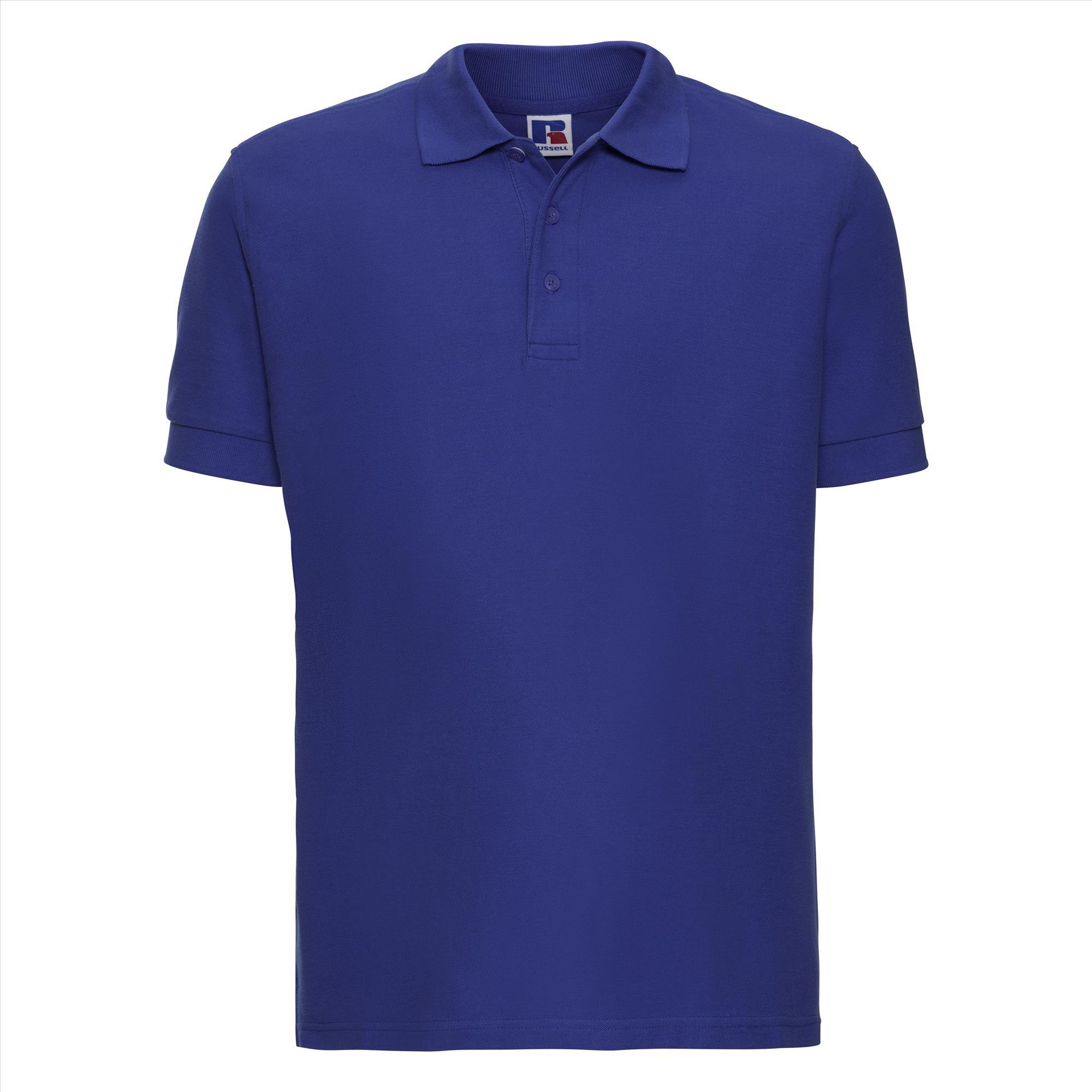 Heren polo royal blauw zwaar gebreid perfect voor bedrukking