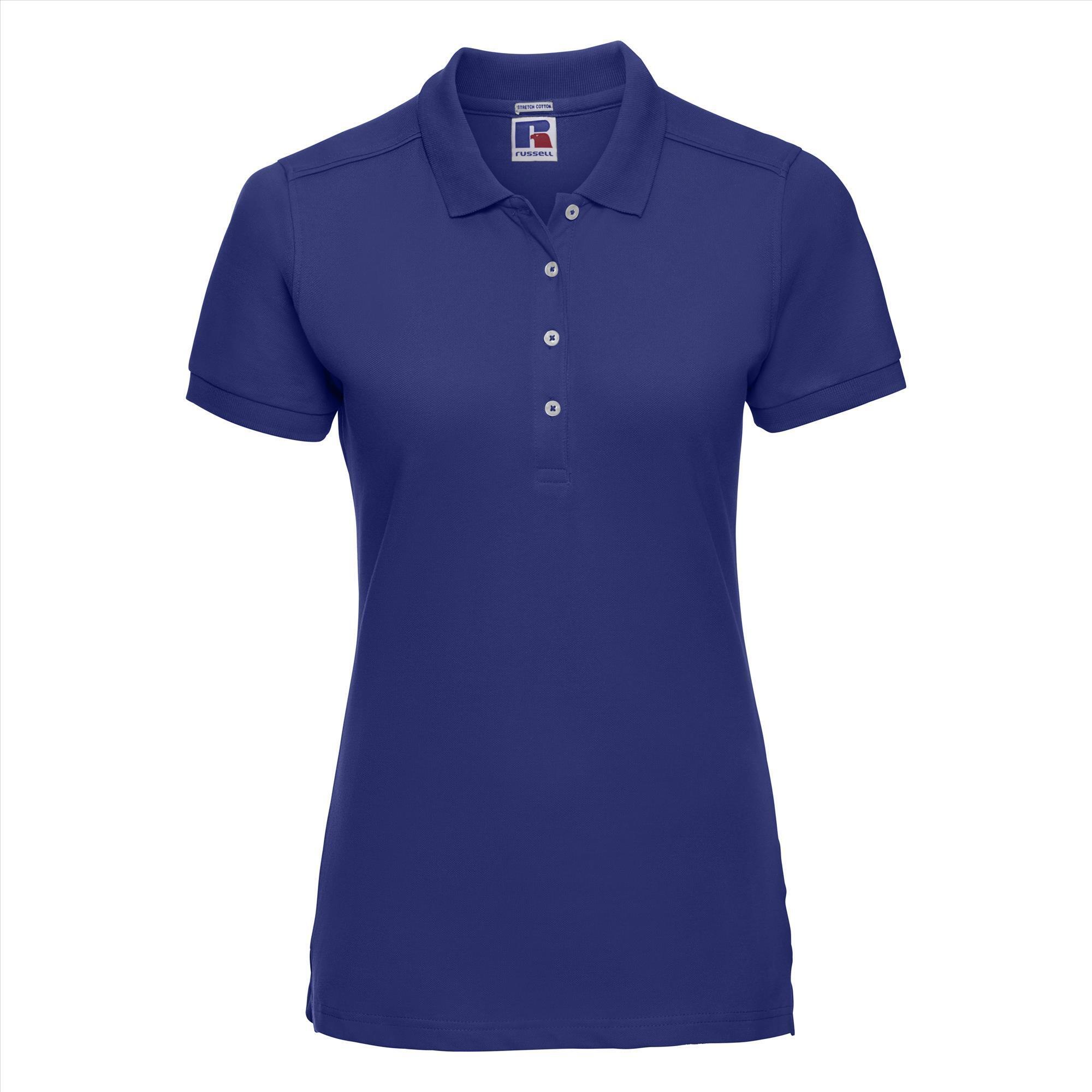 Nauw aansluitende dames polo royal blauw te personaliseren te bedrukken