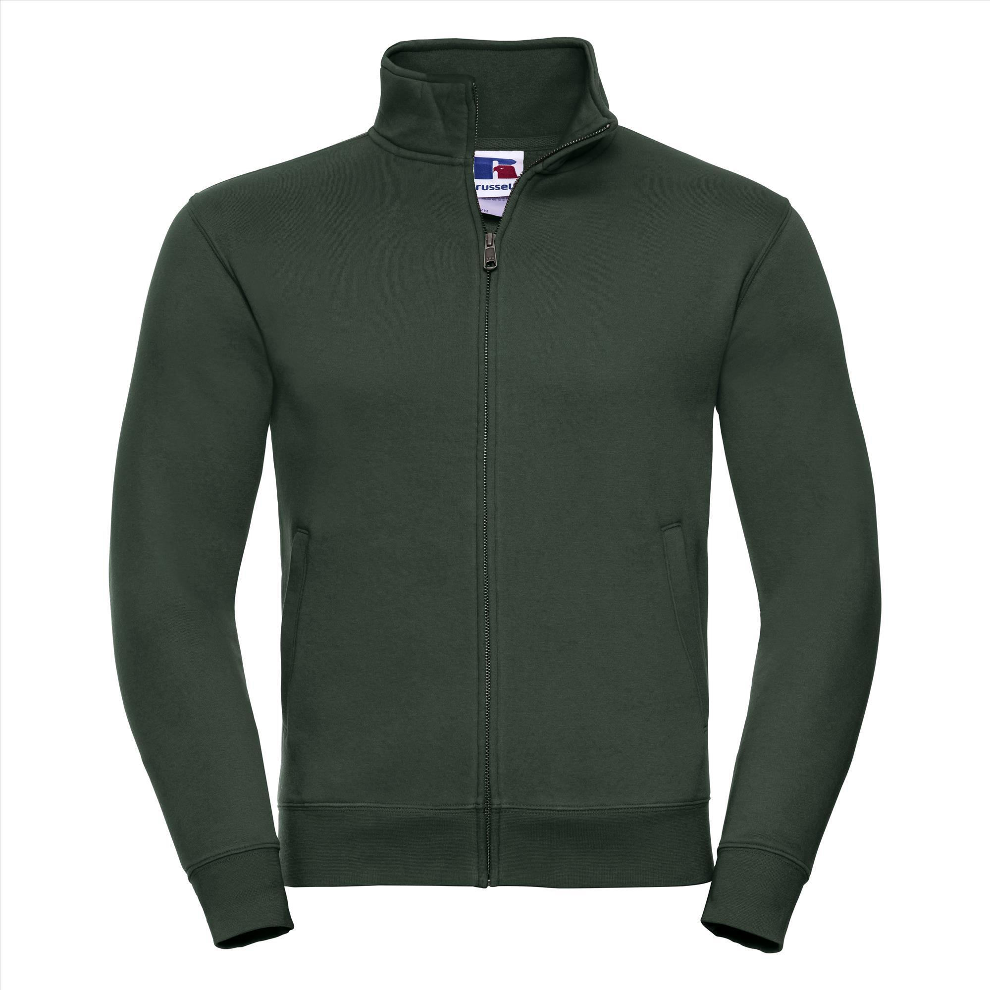 Sweatjacket flessengroen voor mannen perfect voor persoonlijke bedrukking personaliseren