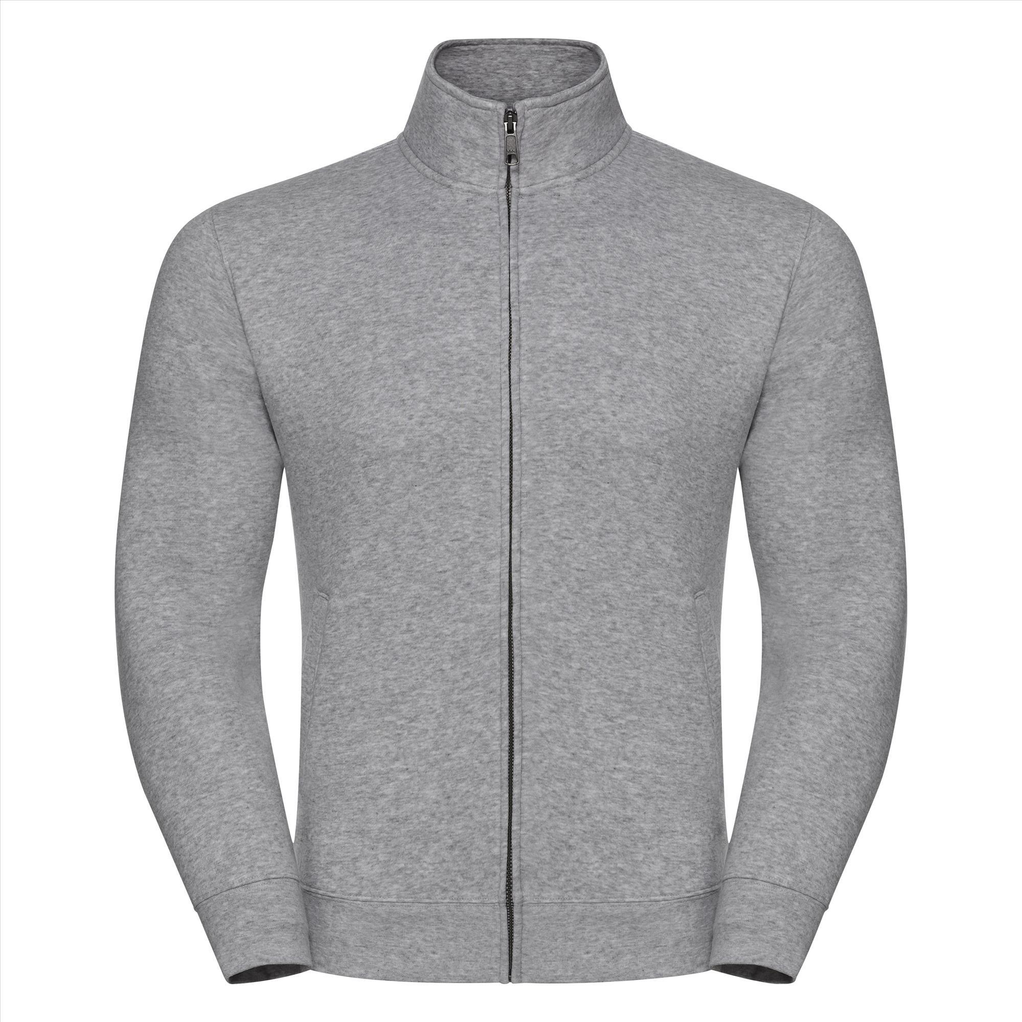 Sweatjacket lichtgrijs voor mannen perfect voor persoonlijke bedrukking personaliseren