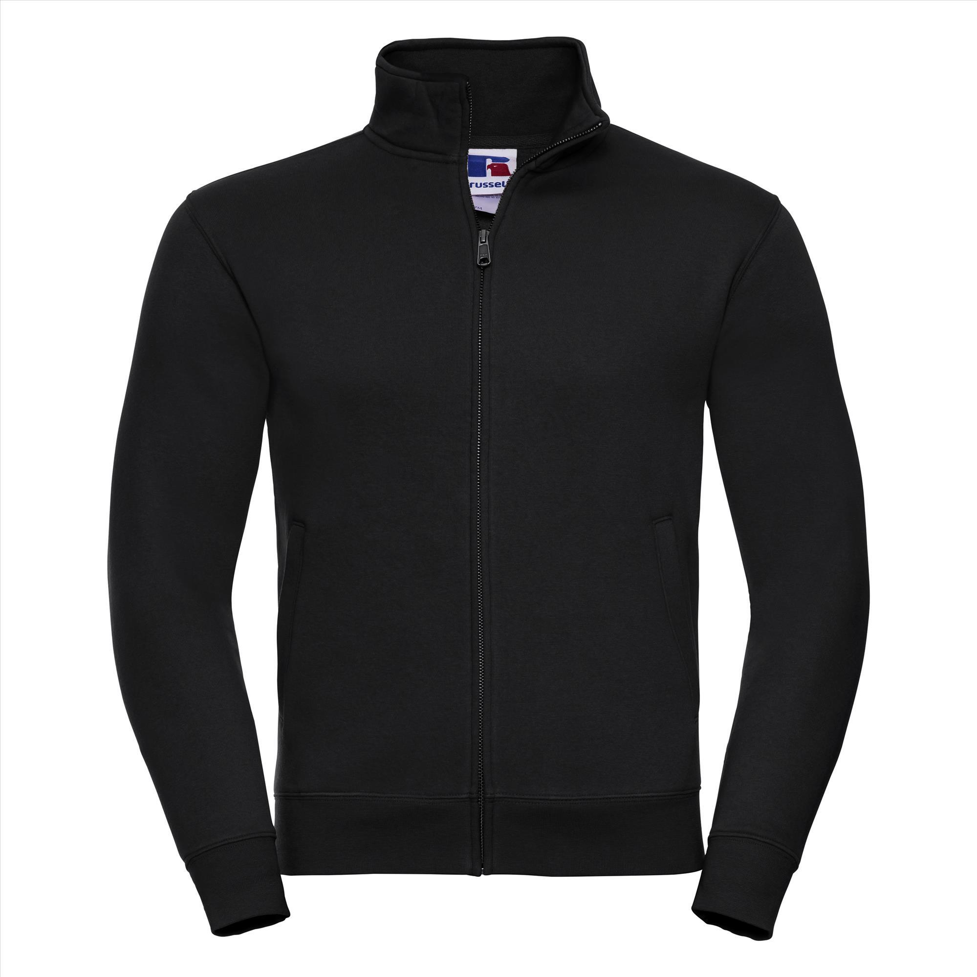 Sweatjacket zwart voor mannen perfect voor persoonlijke bedrukking personaliseren
