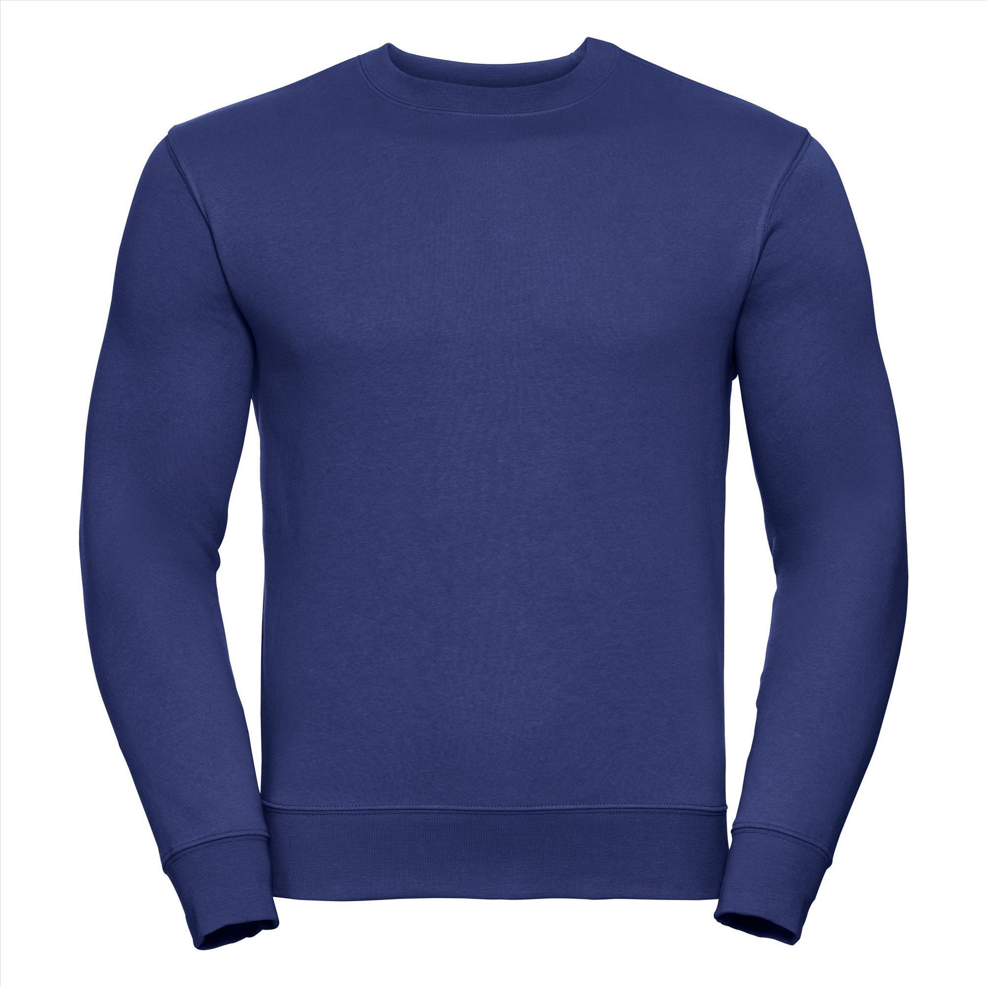 Sweatshirt trui voor heren royal blauw hedendaagse look perfect voor personaliseren