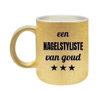 Beker voor een nagelstyliste van goud grappig cadeautje