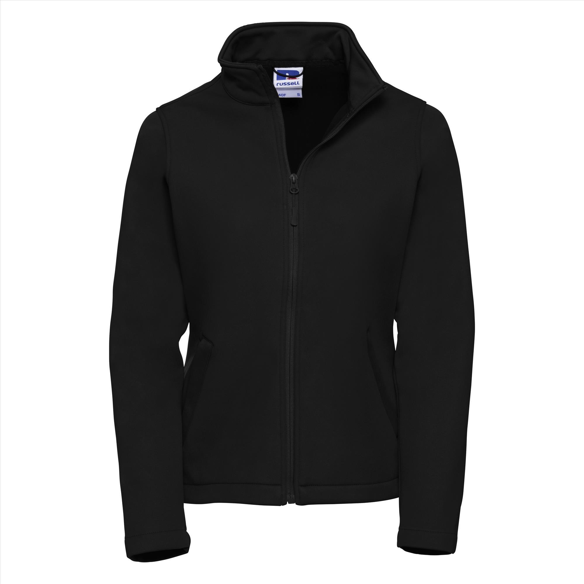 Chique Dames Softshell Jasje zwart met Teflon Bescherming te personaliseren met bedrijfslogo