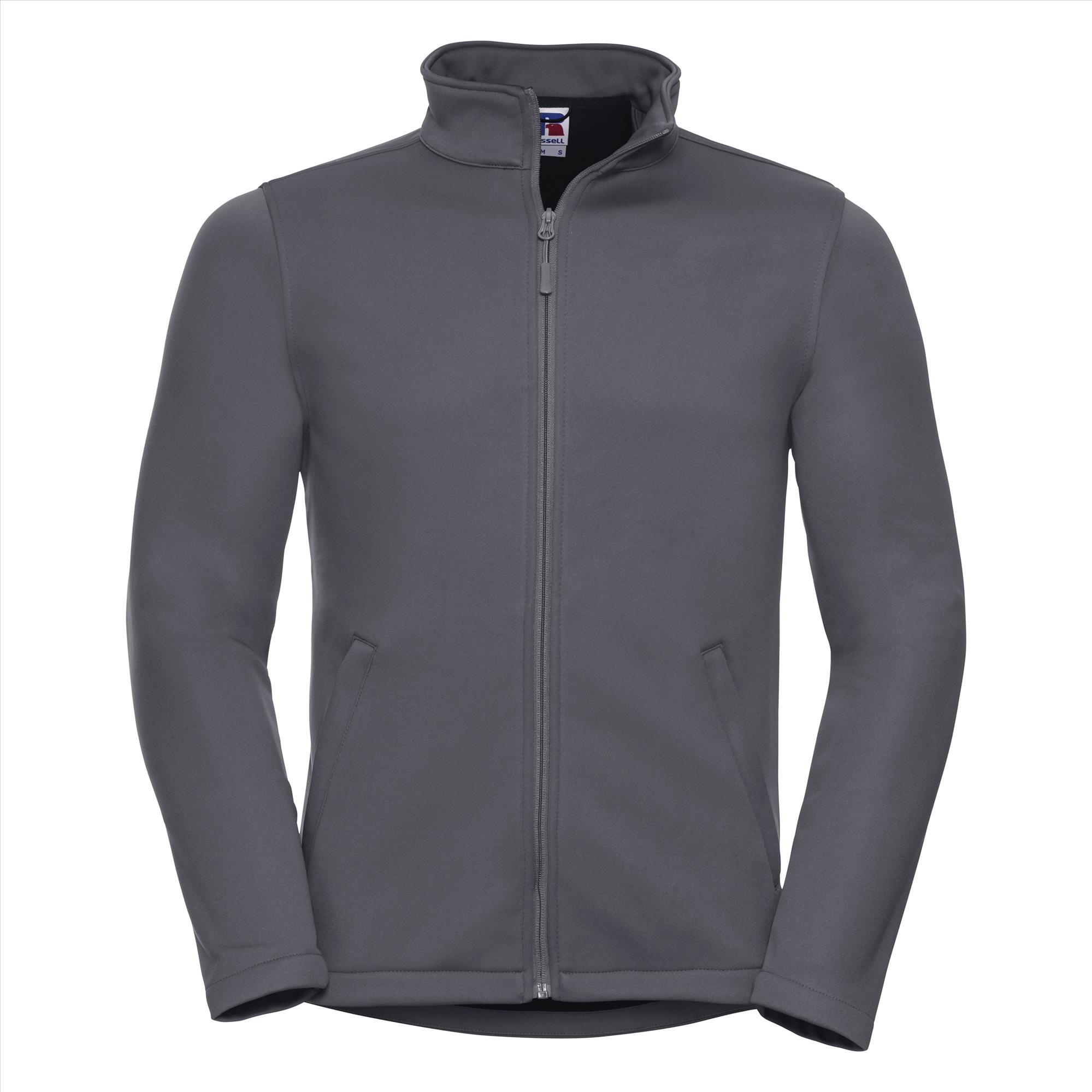 Chique Heren Softshell Jasje donkergrijs met Teflon Bescherming te personaliseren met bedrijfslogo