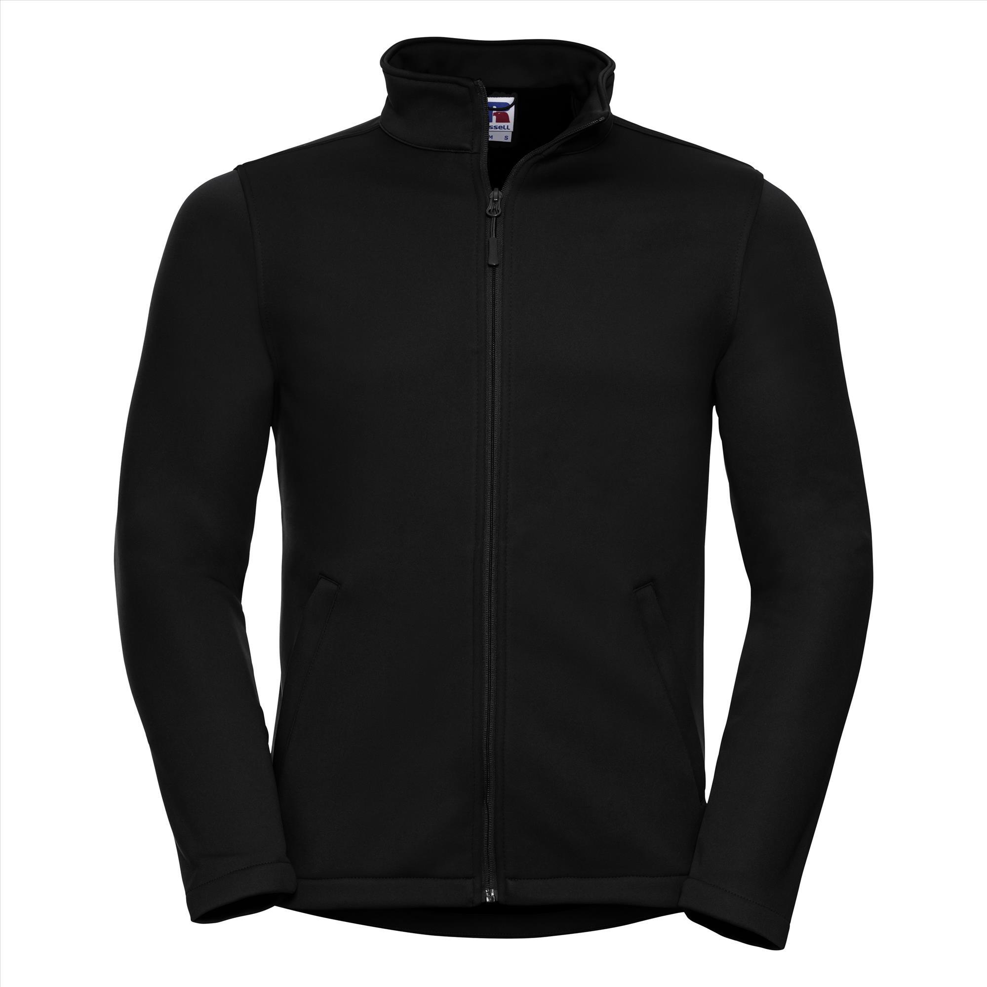 Chique Heren Softshell Jasje zwart met Teflon Bescherming te personaliseren met bedrijfslogo