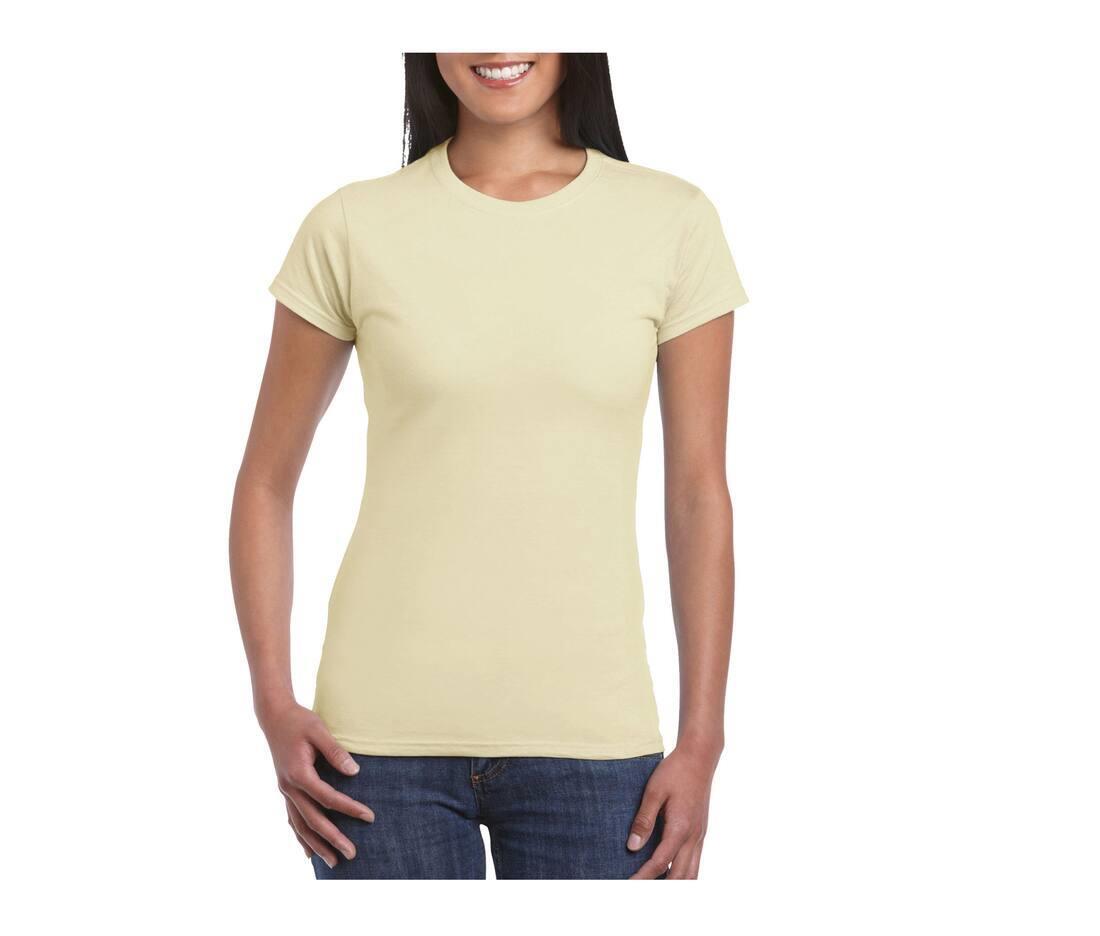 Dames T-Shirt zand kleur personaliseer dit T-shirt met eigen tekst ontwerp
