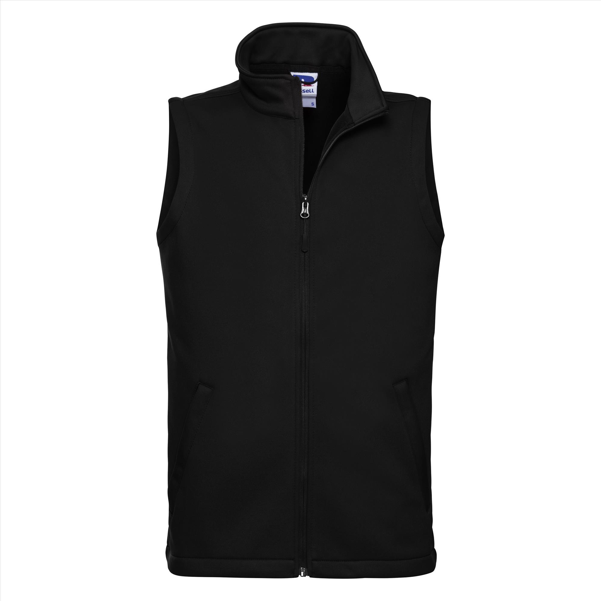 Innovatief Heren Softshell Gilet zwart met Teflon Bescherming te personaliseren bedrijfslogo