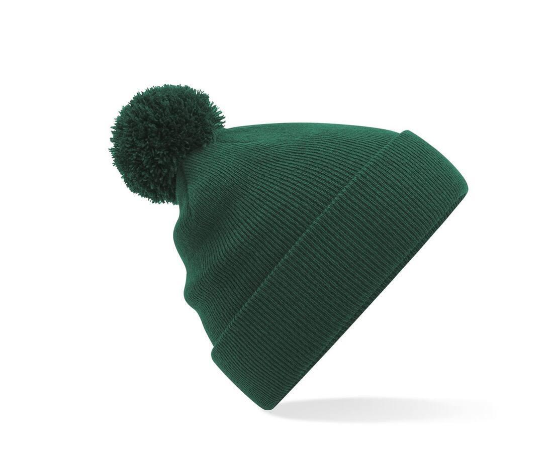 Beanie flessengroen wintermuts met pomp pom volwassen