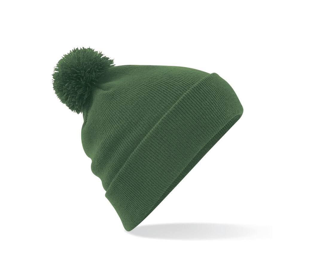 Beanie moss green wintermuts met pomp pom volwassen