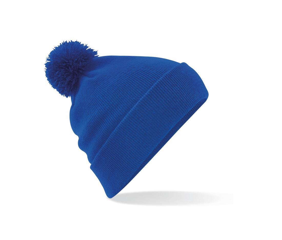 Beanie royal blauw wintermuts met pomp pom volwassen