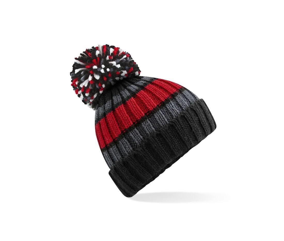 Wintermuts met oversized pompom voor volwassen black cherry