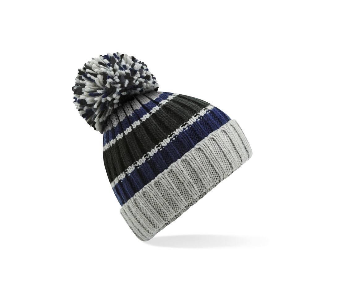 Wintermuts met oversized pompom voor volwassen steel blue