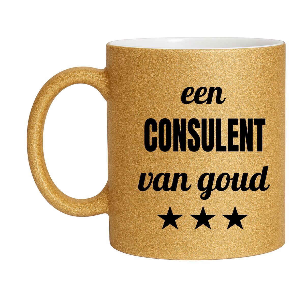 Gouden glitter mok voor een consulent van goud!