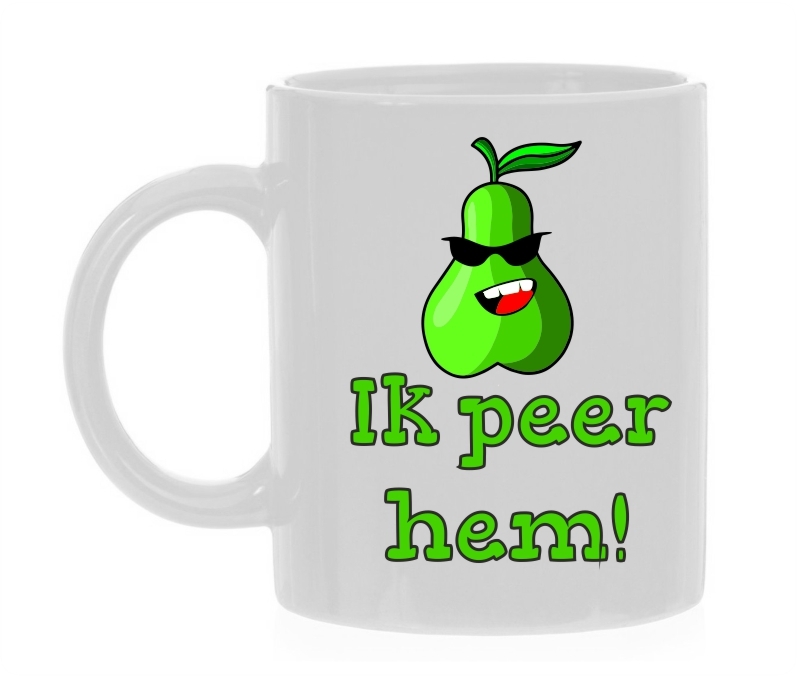 Grappige koffie mok met de tekst ik peer hem!