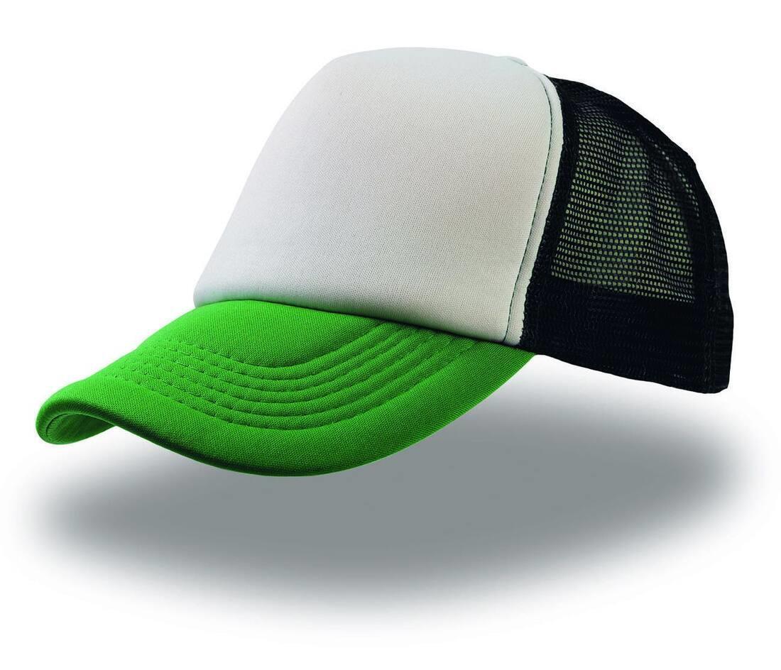 Trucker cap white/black/green volwassen pet