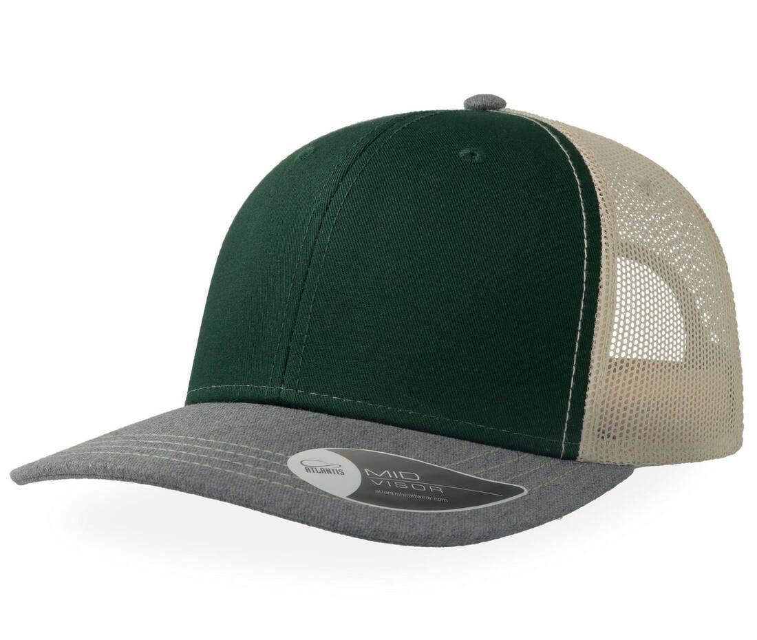 trucker pet volwassen bottle green / grey melange / beige snap back