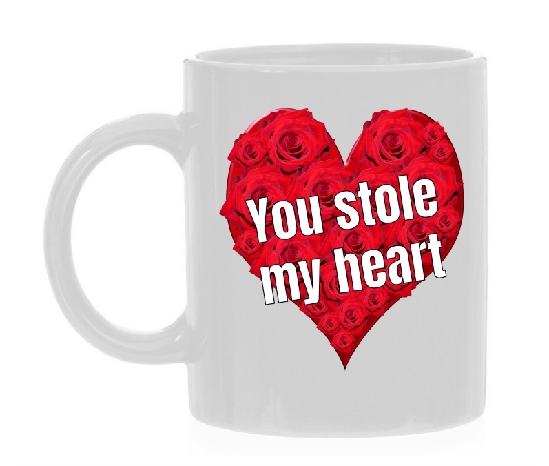 Valentijn koffie of thee mok met de lieve tekst you stole my heart