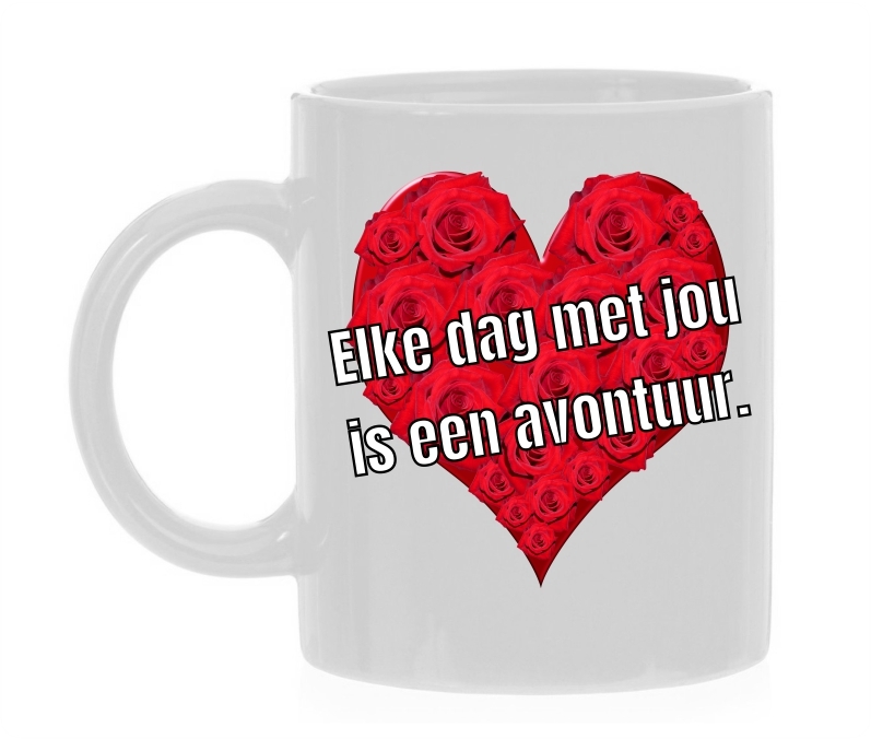 Valentijn koffiemok Elke dag met jou is een avontuur! liefde verliefd