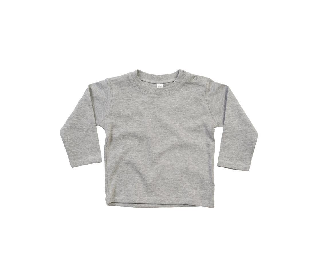 Baby T-shirt heather grey melange personaliseer bedrukken lange mouw