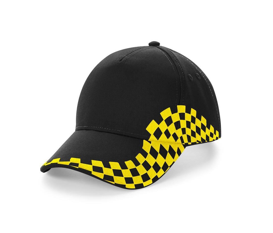 Cap Grand prix black / yellow pet voor auto race liefhebbers autoracesport