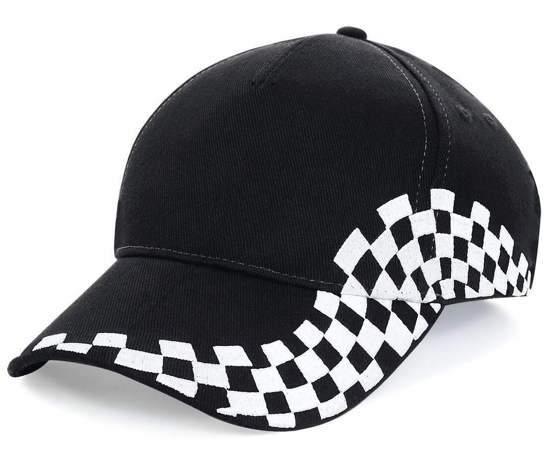 Cap Grand prix black/damier white pet voor auto race liefhebbers autoracesport