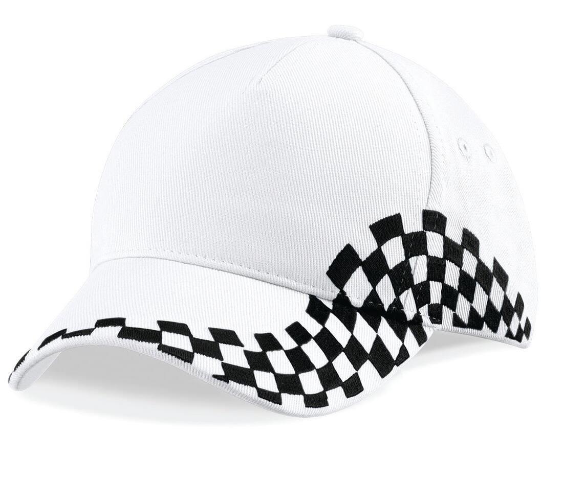 Cap Grand prix white/damier black pet voor auto race liefhebbers autoracesport