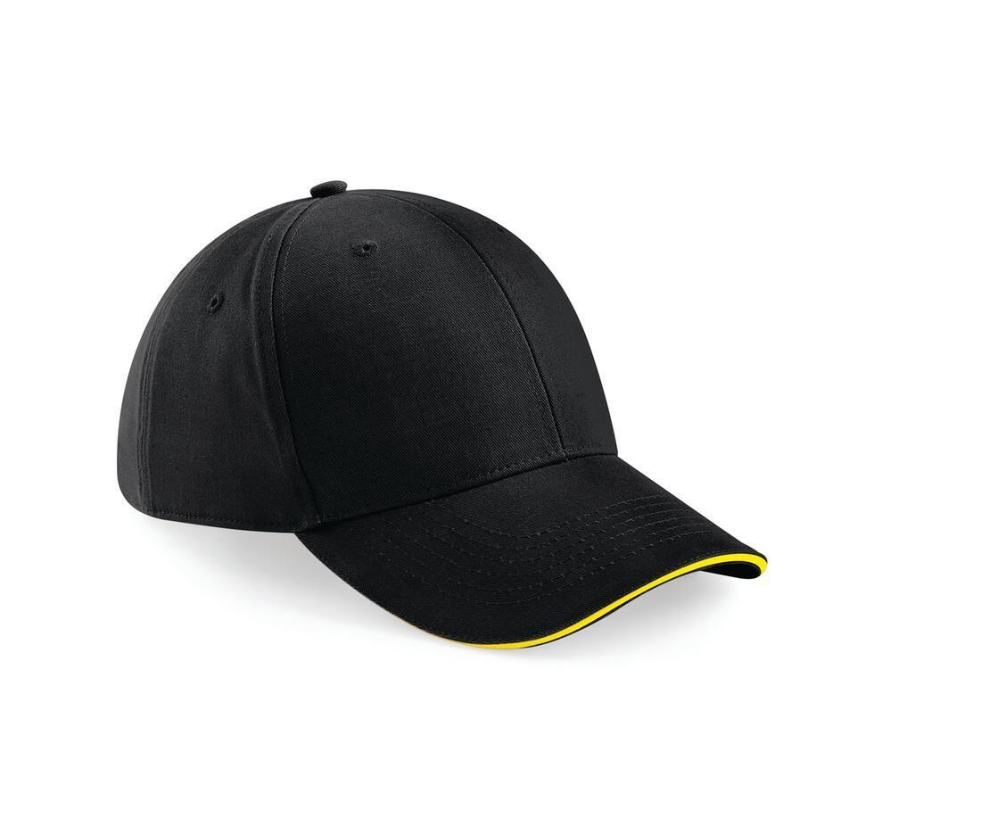 Solide cap pet black/yellow volwassen met ventilatiegaatjes