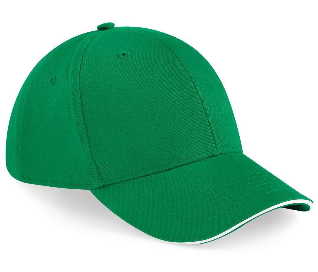 Solide cap pet kelly green/white volwassen met ventilatiegaatjes
