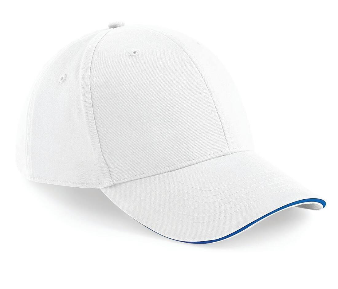 Solide cap pet white/bright royal volwassen met ventilatiegaatjes