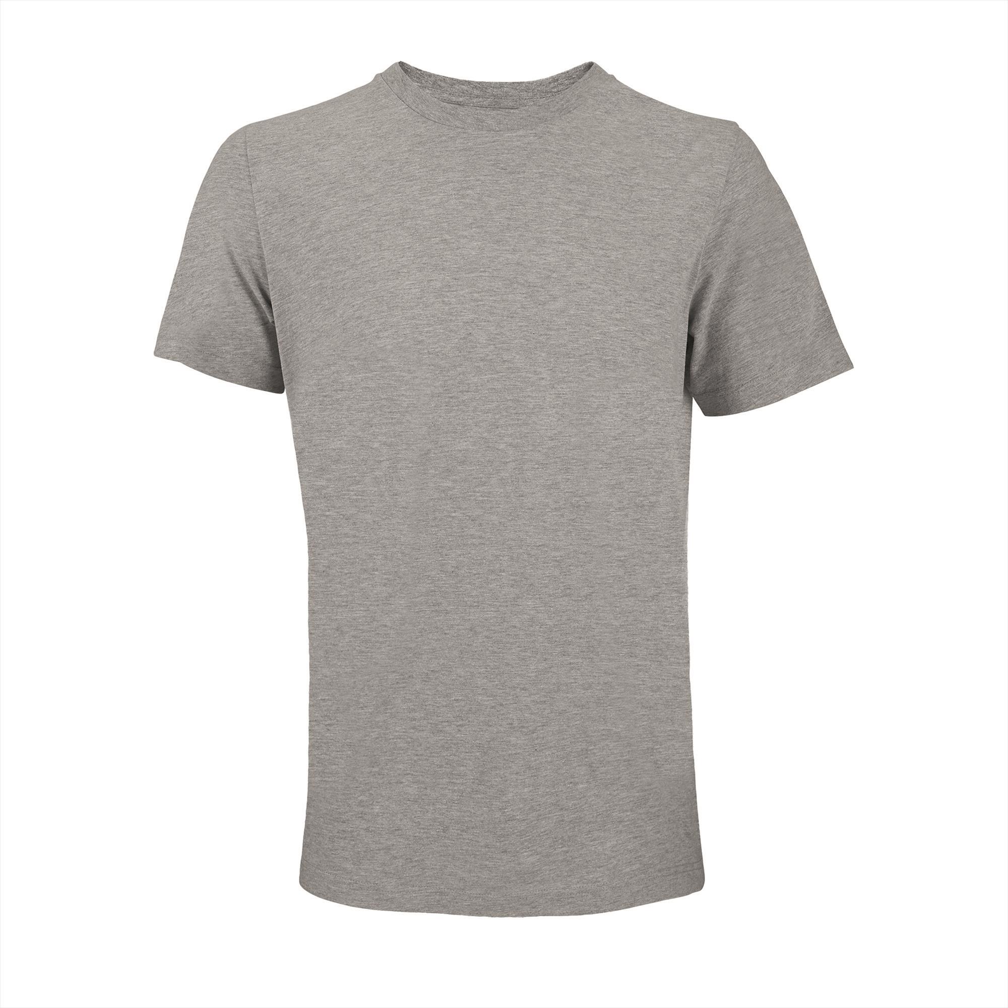 T-shirt heren light grey melange comfort te bedrukken met logo