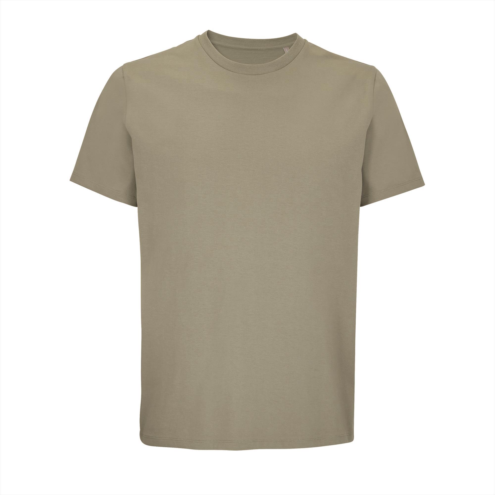 T-shirt khaki perfect voor personalisatie bedrukking.