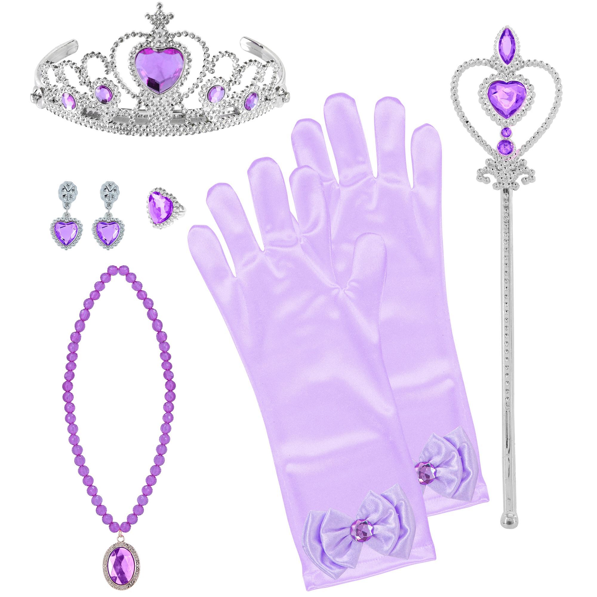 Betoverende prinsessen set in het paars voor kids complete koninklijke set met tiara ketting oorbellen handschoenen en ring