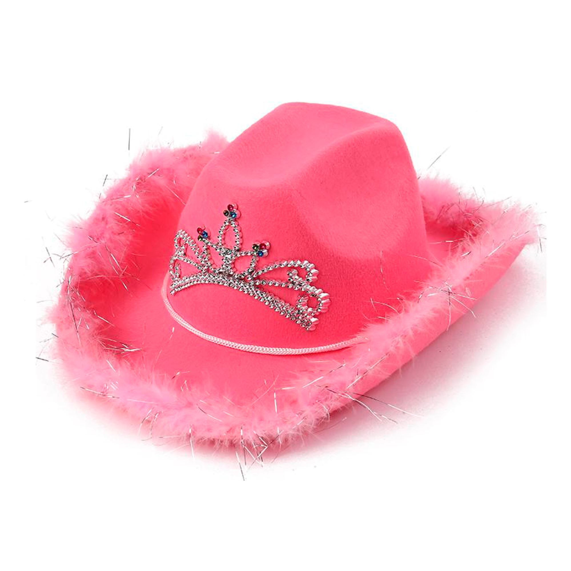 Cowboyhoed roze met tiara voor festival country