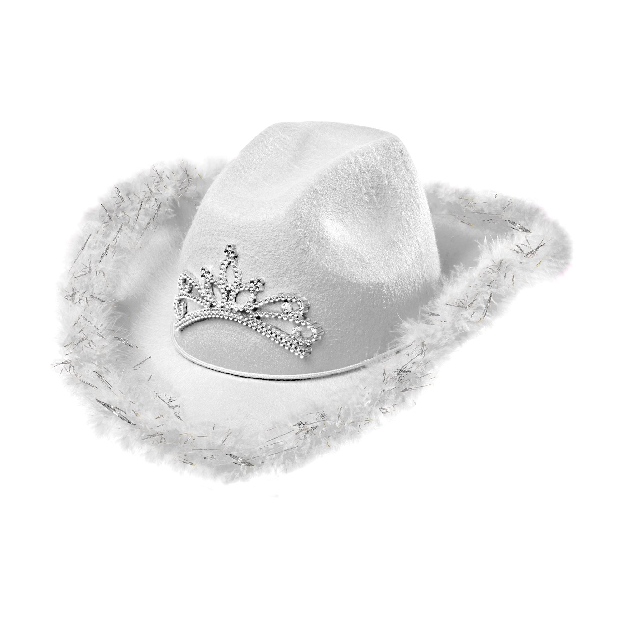 Cowboyhoed wit met tiara voor Festivals country look