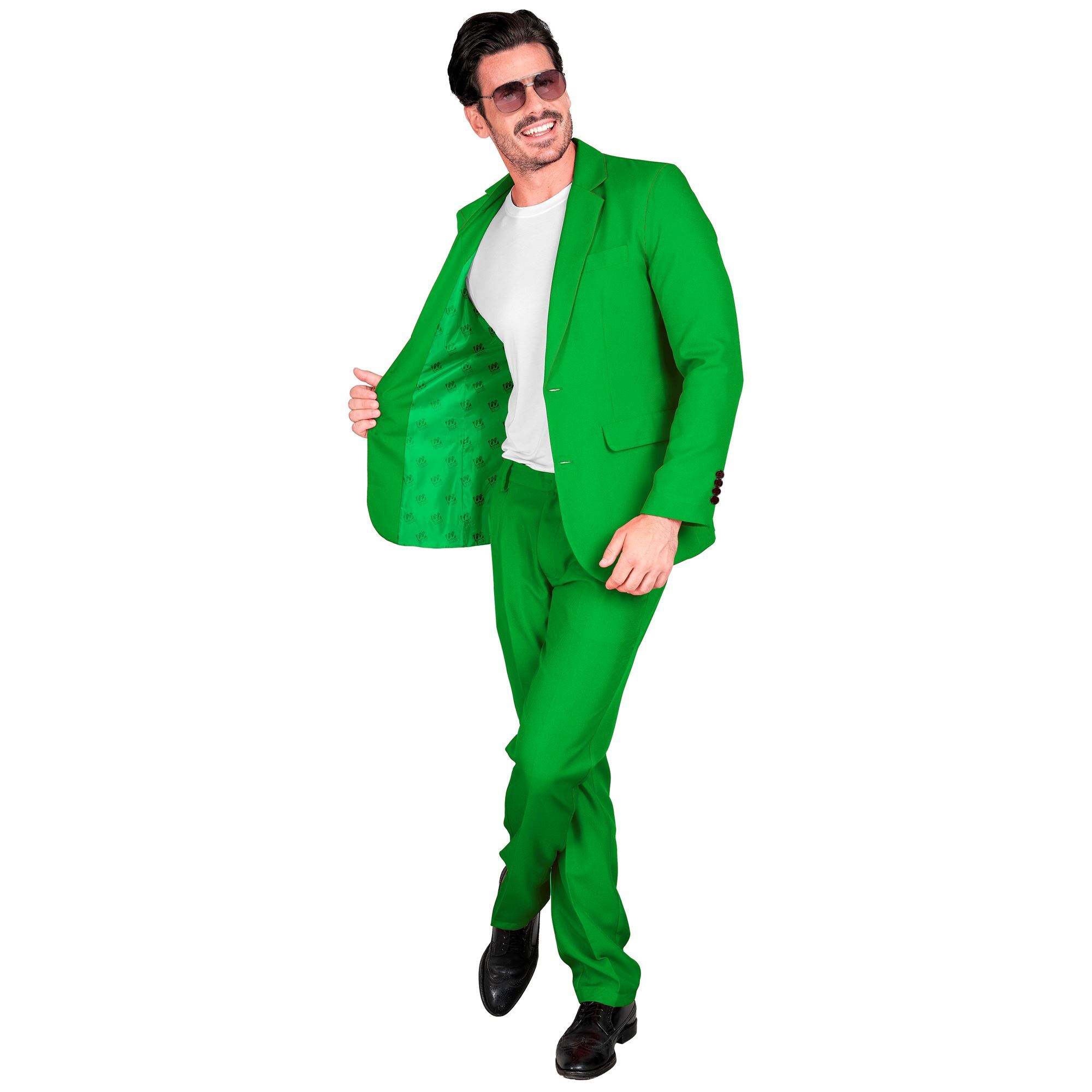 Groen heren kostuum voor een stijlvol statement op een party