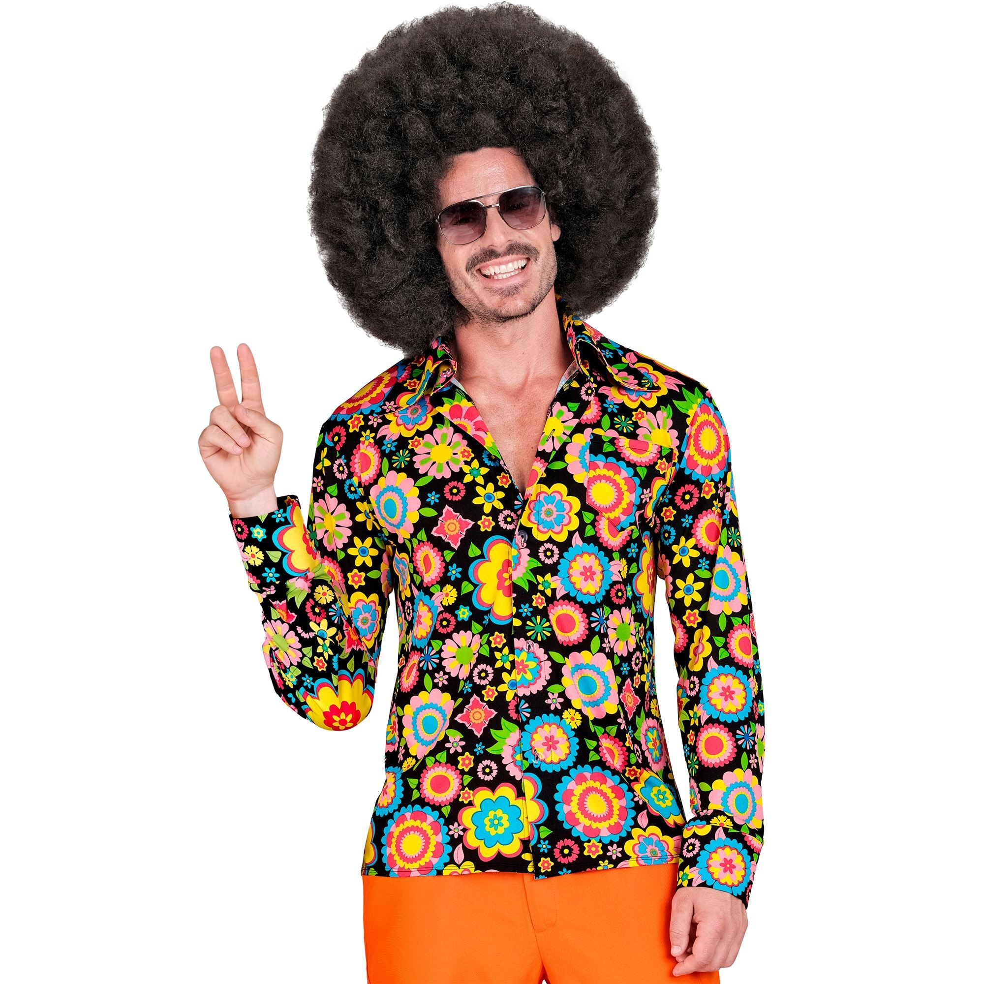 Hippie jaren 60 bloemenprint blouse perfect voor heren verkleed als een echte flower Power man!