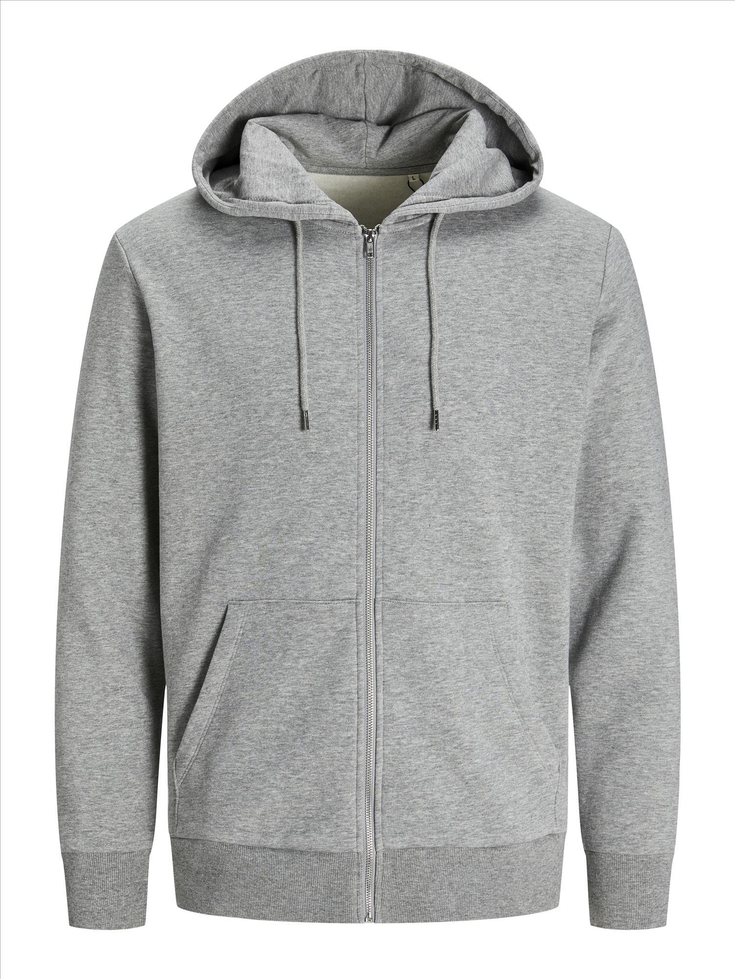 Jack & Jones Hoodie light grey melange unisex hoodies te personaliseren bedrukbaar