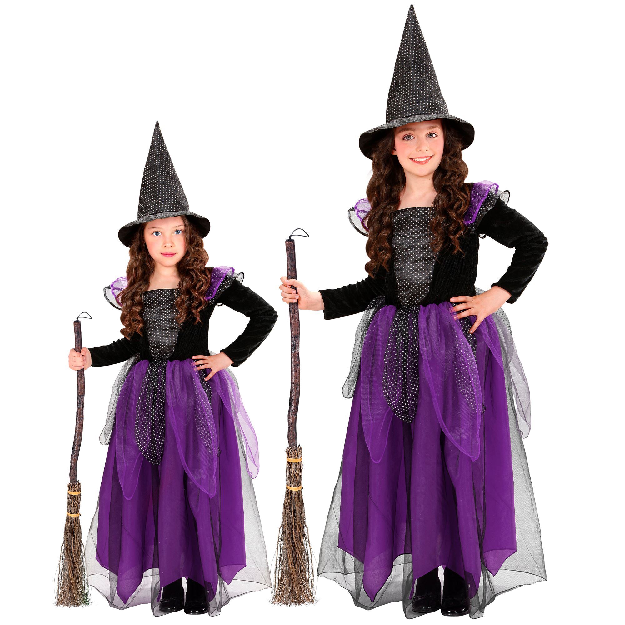 Meisje paarse heksen outfitje voor Halloween